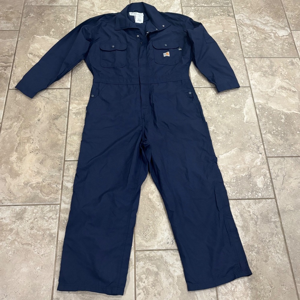 Carhartt FR Navy Blue Flame Resistant Coveralls 387-20 Mens Medium SH